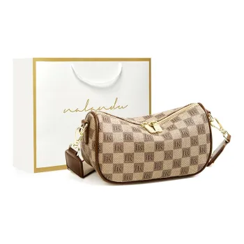 Narandu PVC And Synthetic Leather Pillow Bag Shoulder Bag Crossbody Bag Women's Khaki/Coffee