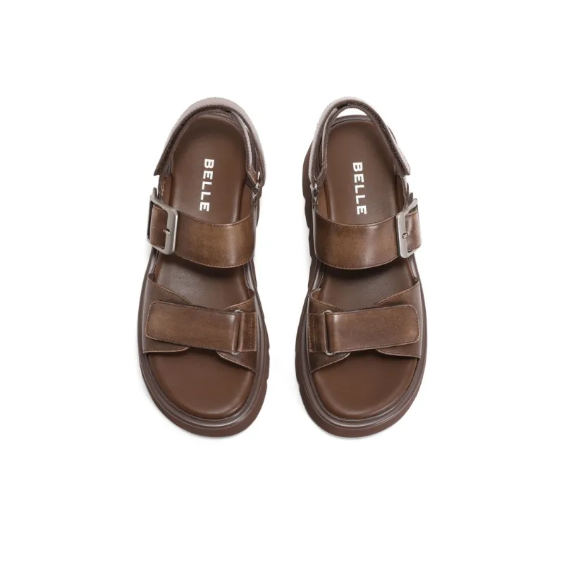 BELLE One Strap Sandals 4.5CM Women's Brown, Black-8
