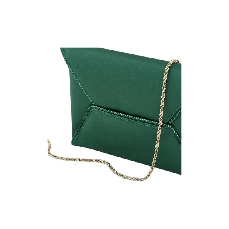 GIORGIO ARMANI Viscose Blended Mulberry Silk One Shoulder Crossbody Clutches Small Size Women's Dark Green-4