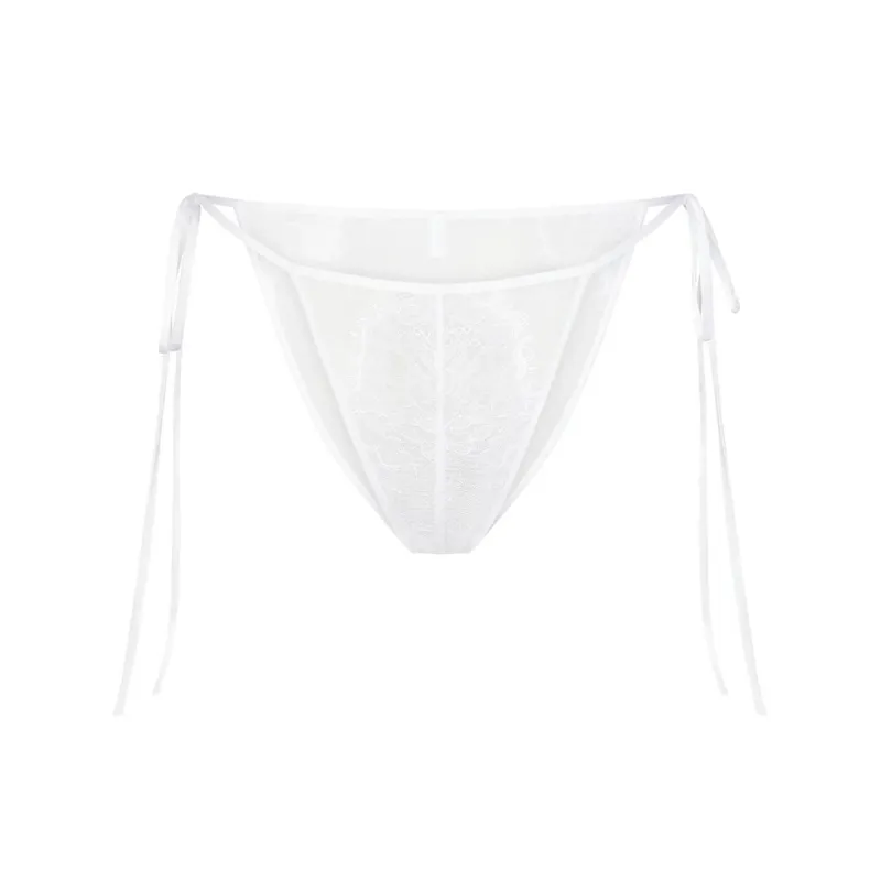 SKIMS LACE TIE SIDE BIKINI Underpants Women's 1 Pack SNOW/Snow-0