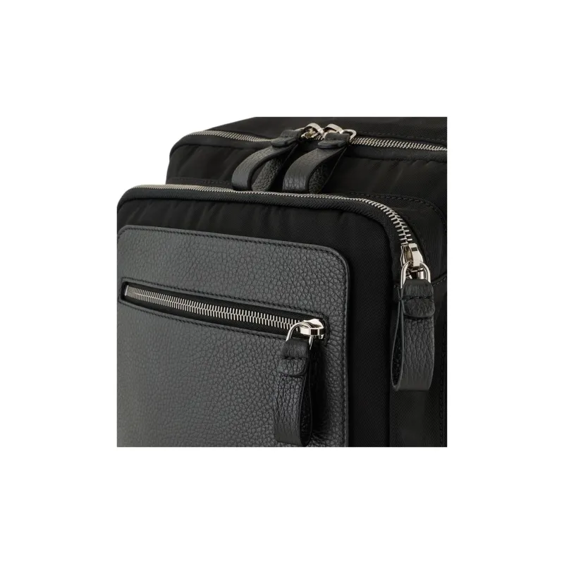 GIORGIO ARMANI Recycled Nylon With Pebbled Leather Backpack Men's Black-5