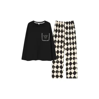 MIIOW Pajama Set Women's Black American Plaid