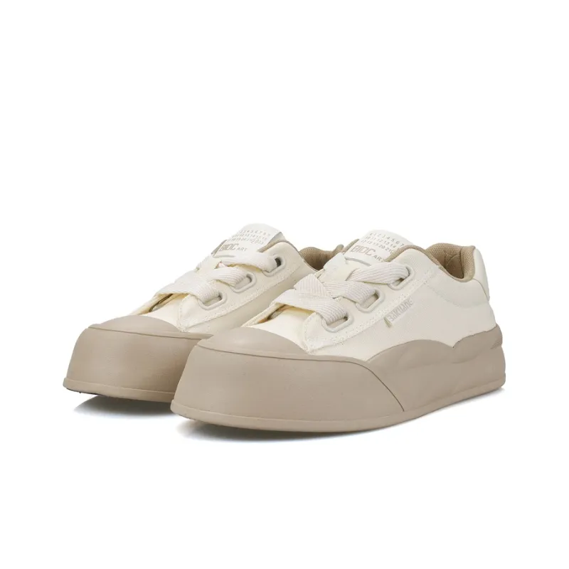 B10CROWN Anti Slip Wear Resistant Low Top Skateboard Shoes Women's Beige Khaki-3