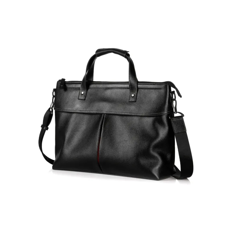 Old Man's Head Top Grain Cow Leather Briefcases Men's Black-2