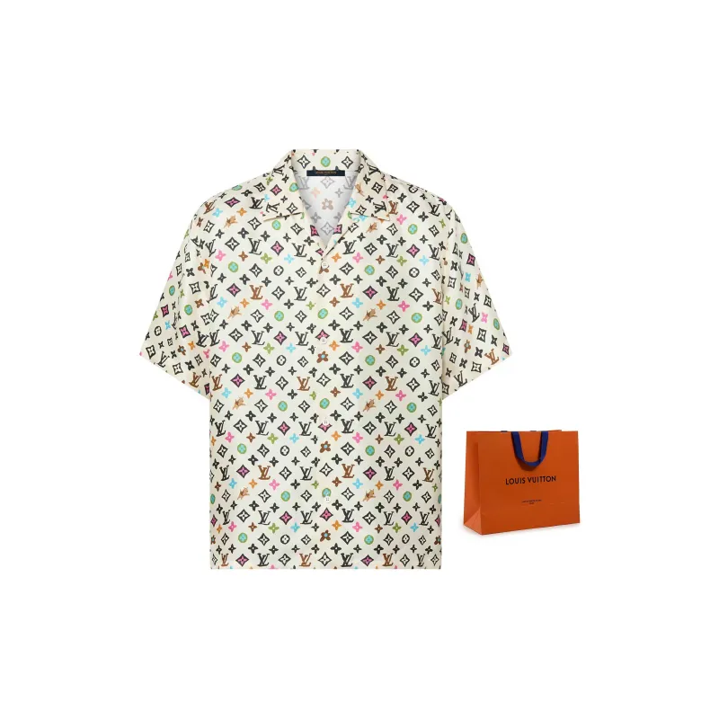 LOUIS VUITTON By Tyler The Creator Monogram Printed Short Sleeved Silk Shirt-1