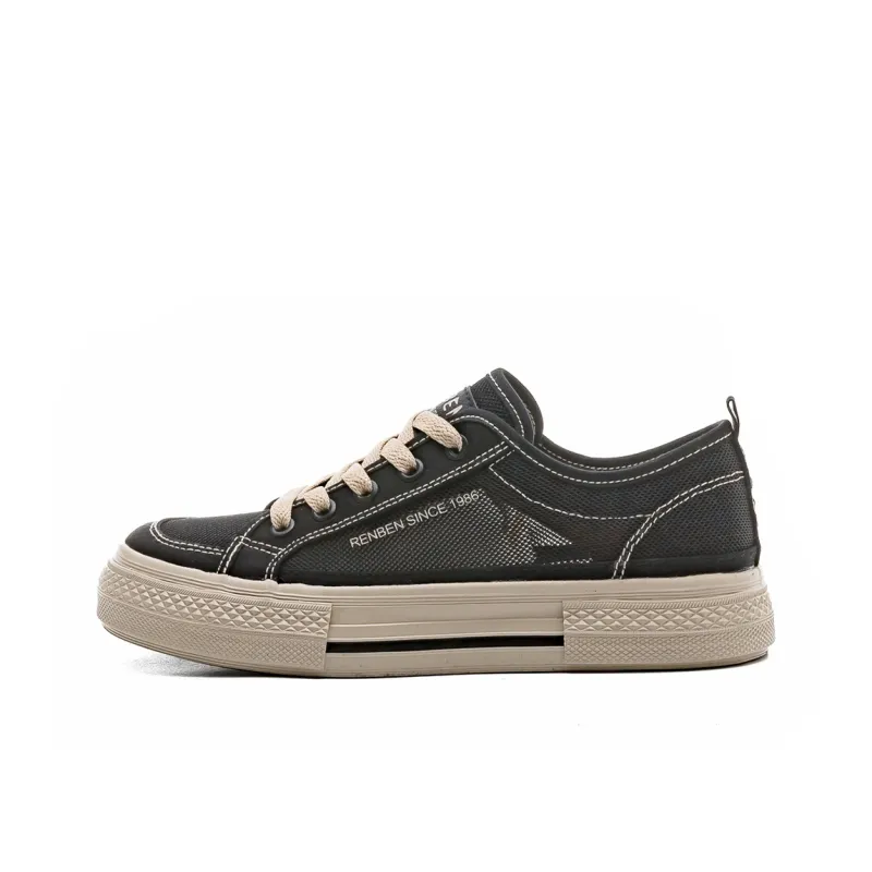 RENBEN Anti-Slip And Wear-Resistant Breathable Low-Top Canvas Shoes Unisex Black Brown-6