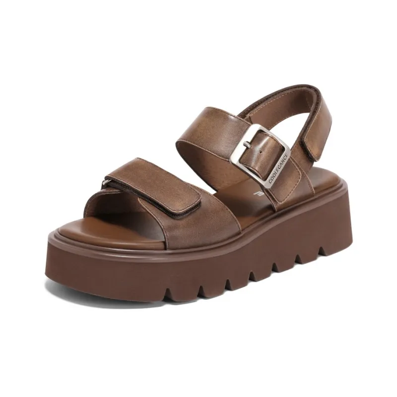 BELLE One Strap Sandals 4.5CM Women's Brown, Black-6