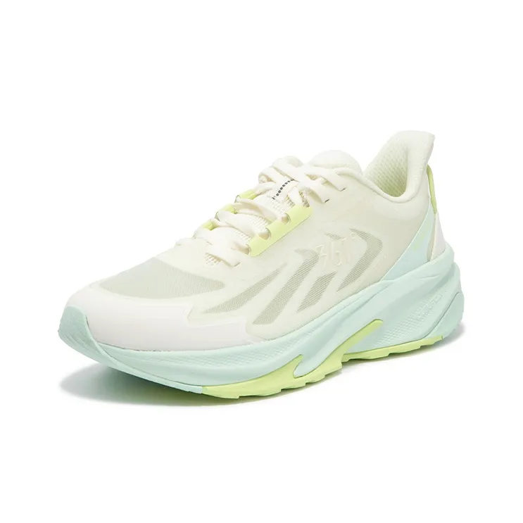 361° Riding Mountain Cushioning, Slip Resistant, And Abrasion Resistant Low Top Running Shoes Women's White Green-1