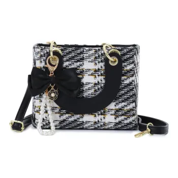 OTA Fabric Small Square Bag, Shoulder Bag, Crossbody Bag, Handbag Women's Black White