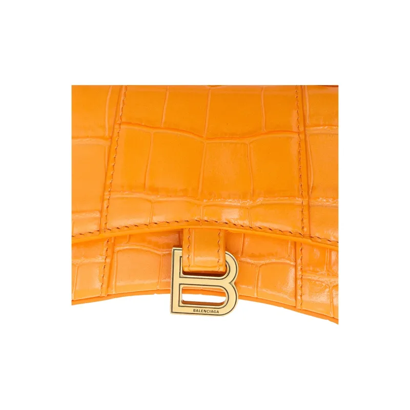 Balenciaga Women's Mini Hourglass Leather Shoulder Bag Orange-5