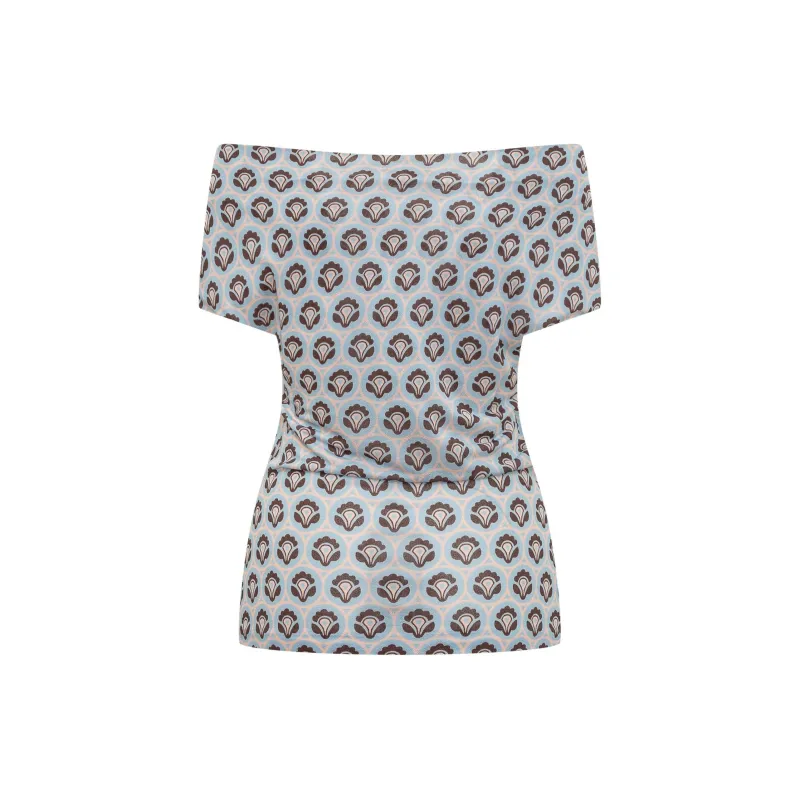 ETRO Pattern Printed Off Shoulder Asymmetric Top-1
