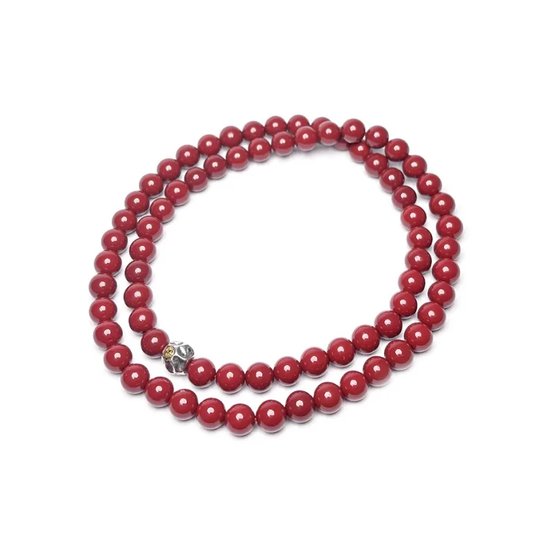 MOUNTAINS AND MANS Reconstructed Cinnabar Auspicious Fortune Beaded Bracelet Unisex-2