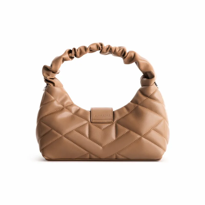Cthulhu Split Cow Leather Detachable Long Strap Shoulder Bag, Crossbody Bag, Handbag Medium Size Women's Caramel/Black-3