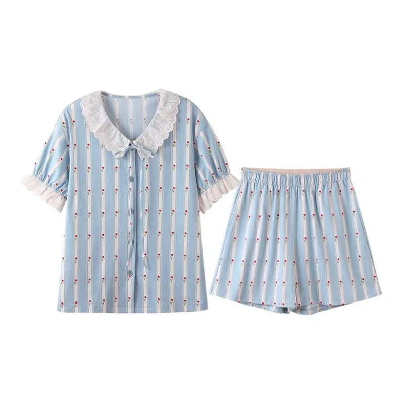 JINGYUN Pajama Set Women's Light Blue-0