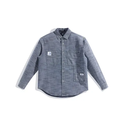 PEACEBIRD MEN Shirts Men Denim Blue 1 Wide