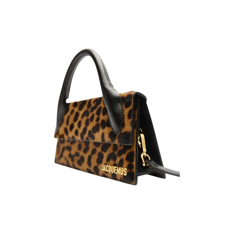 Jacquemus Le Chiquito Calf Hair Patchwork Leather Shoulder Bag Crossbody Bag Handbag Women's Printed Leopard Brown-2