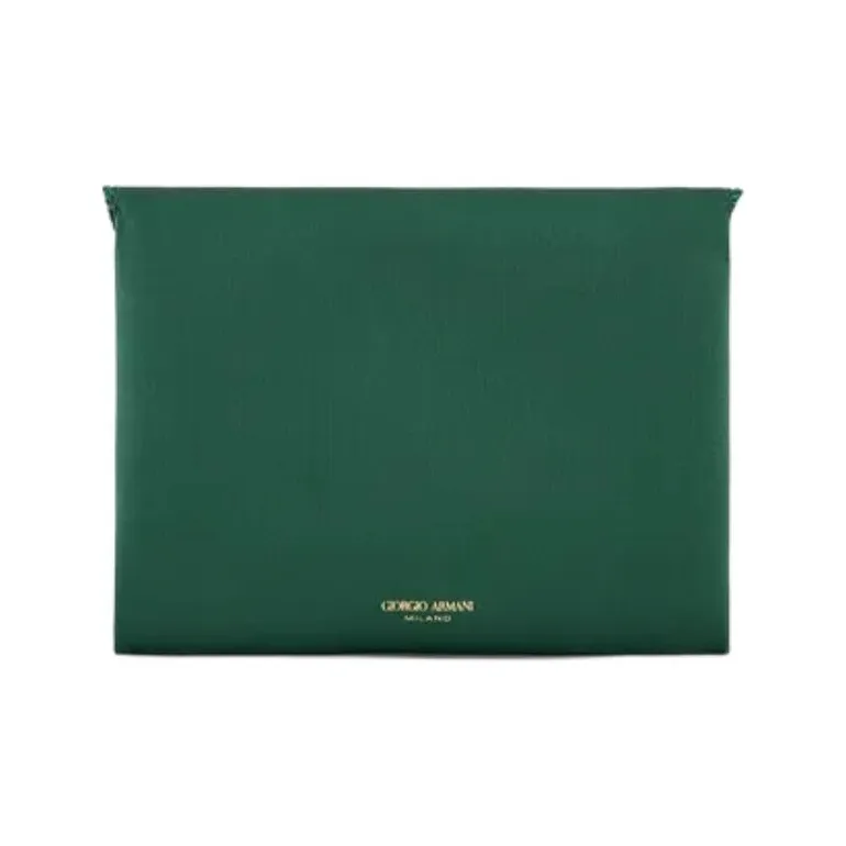 GIORGIO ARMANI Viscose Blended Mulberry Silk One Shoulder Crossbody Clutches Small Size Women's Dark Green-2