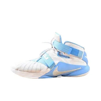 Nike LeBron Soldier 9 Wear Resistant Mid Top Basketball Shoes Men's Light Blue White