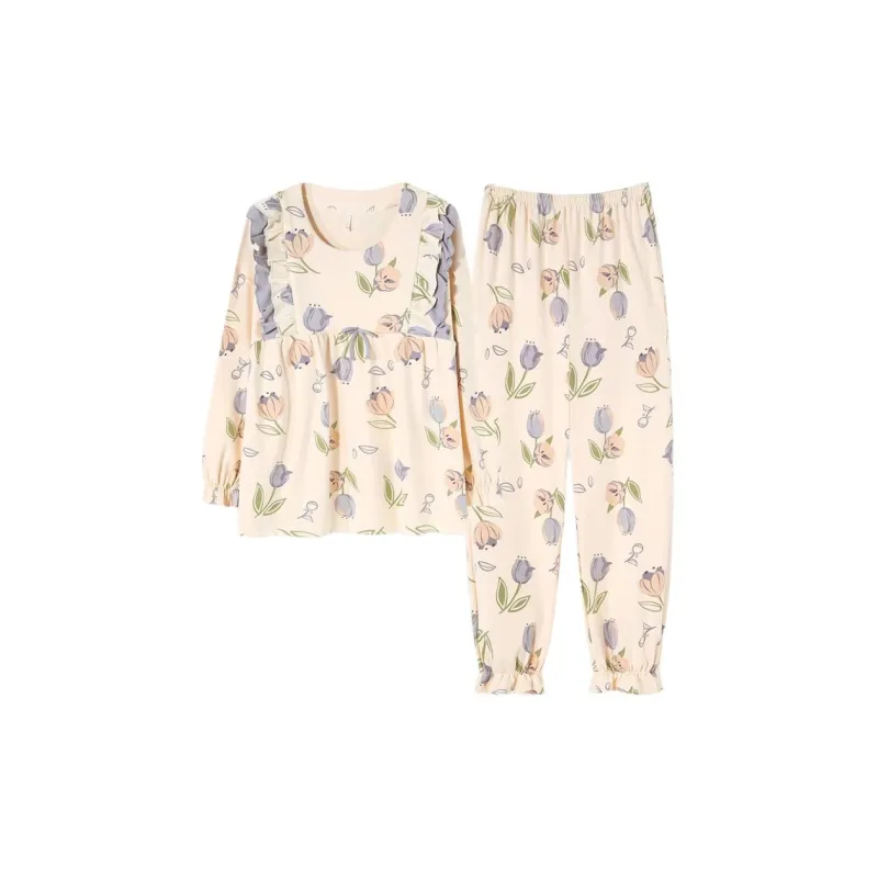 MIIOW Pajama Set Women's Pink Purple Rose-0