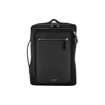 GIORGIO ARMANI Recycled Nylon With Pebbled Leather Backpack Men's Black