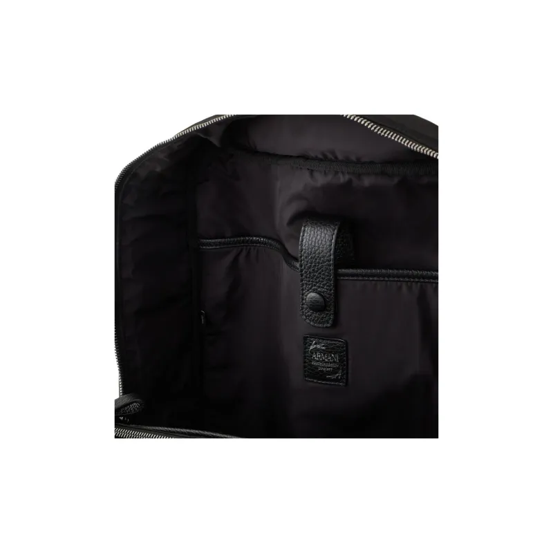 GIORGIO ARMANI Recycled Nylon With Pebbled Leather Backpack Men's Black-4