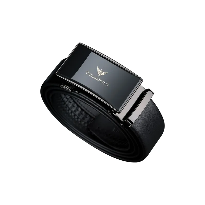 WilliamPOLO Top Grain Cow Leather Leather Belts Men's Gunmetal 3.5cm Width-1