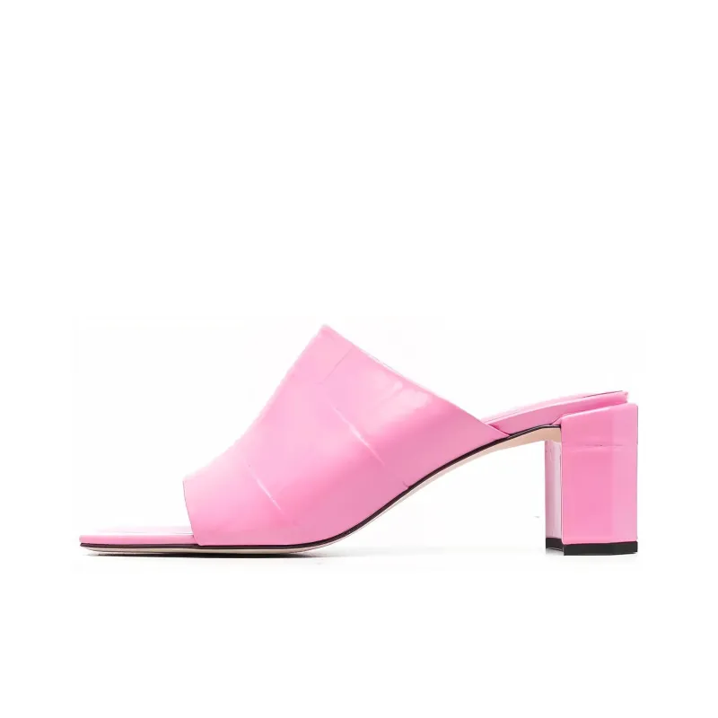 By Far Katya Croco-embossed Mules-0