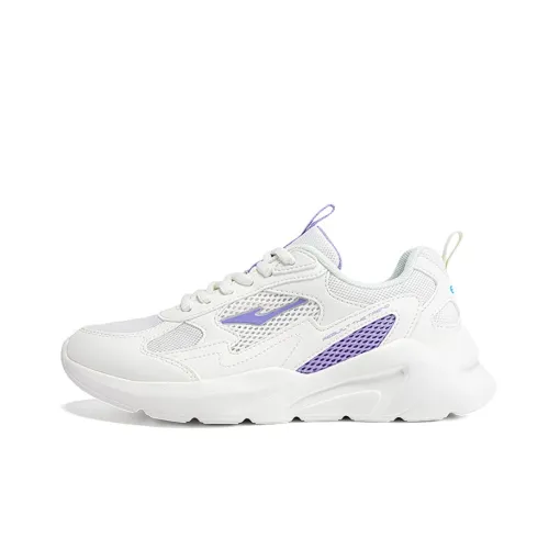 Erke Cushioned Slip Resistant Breathable Low Top Running Shoes Women's White Purple