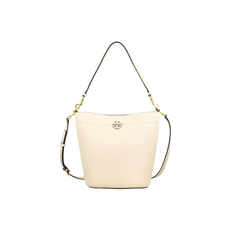TORY BURCH McGraw Litchi Grain Leather Bucket Bag Portable Crossbody Bag Shoulder Bag Regular Women's Milk White-0