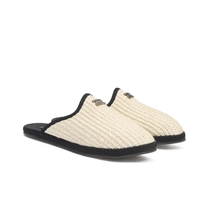Casadei Logo-plaque Raffia Slides-2