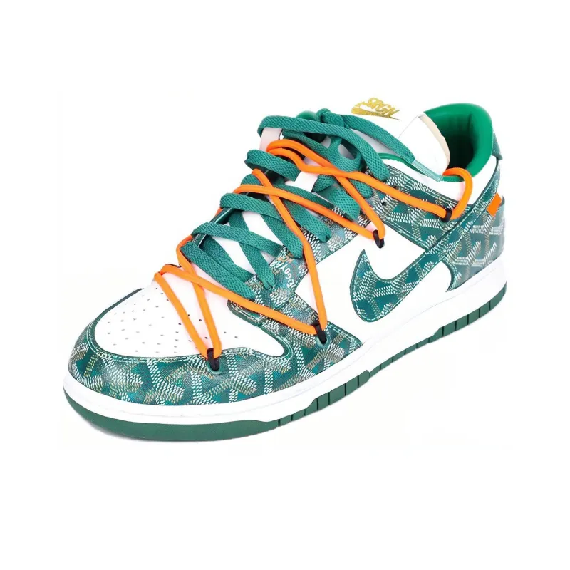 THE SHOE SURGEON x Nike Air Dunk Jumbo Slip-Resistant Low-Top Casual Shoes Men's Green/White/Orange-0