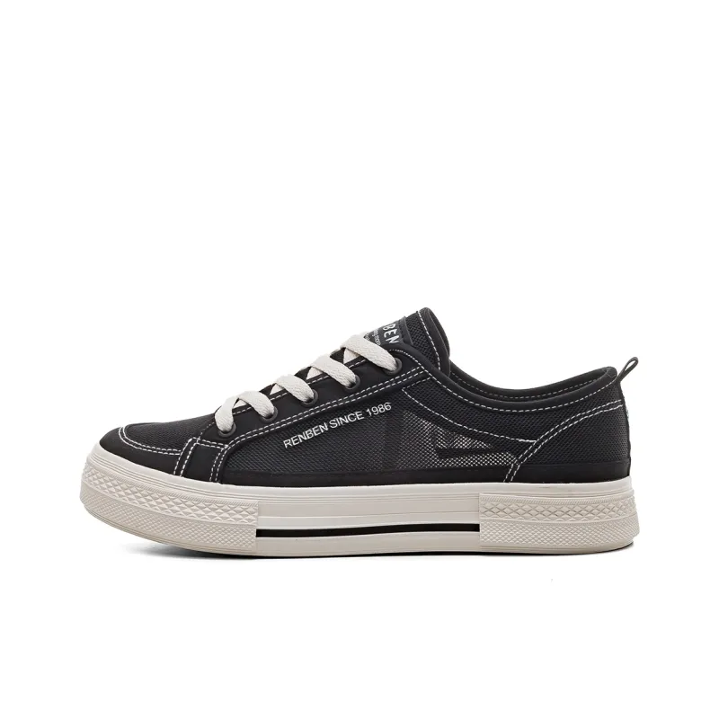 RENBEN Anti-Slip Wear-Resistant Breathable Lightweight Low-Top Canvas Shoes Unisex Black-7