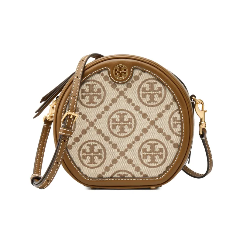 TORY BURCH T Monogram Jacquard Fabric With Leather Round Bag Shoulder Bag Crossbody Bag Regular Women's Hazelnut Brown-0