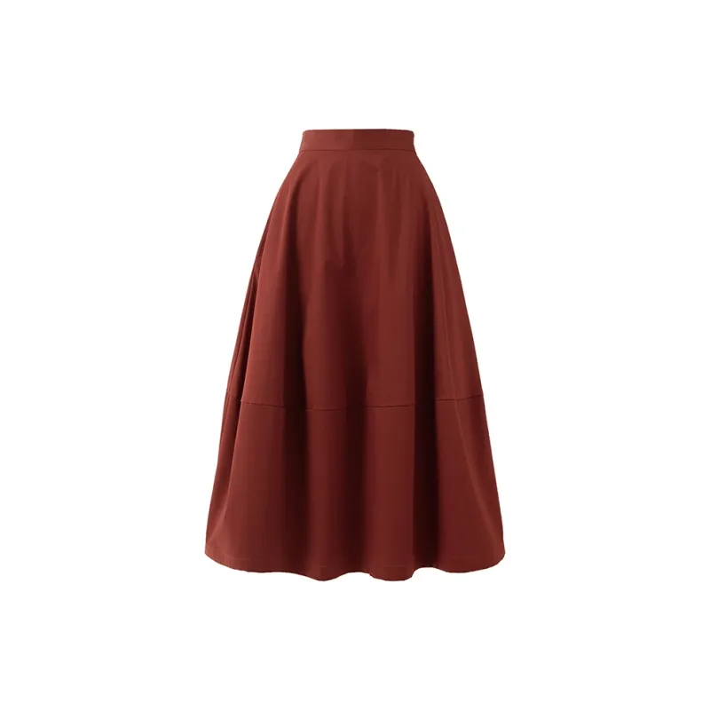 SOON FLOWER Casual Long Skirt Women's Vintage Red-1