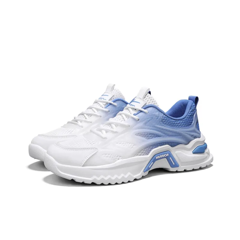 WARRIOR Chunky Sneakers Men Low Top Beige Gray Gradient/White Blue Gradient-18