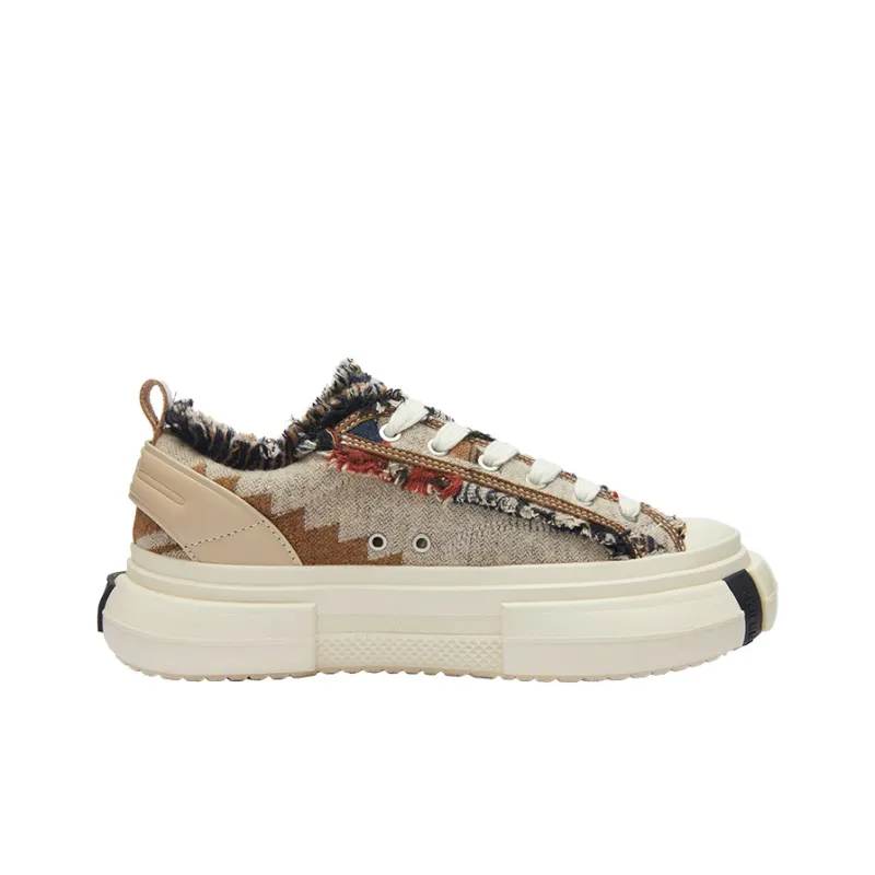SMILEREPUBLIC INCEPTION 70s Multicolor Wool Ethnic Fabric Height Increasing Low Top Canvas Shoes Unisex Multicolor-1