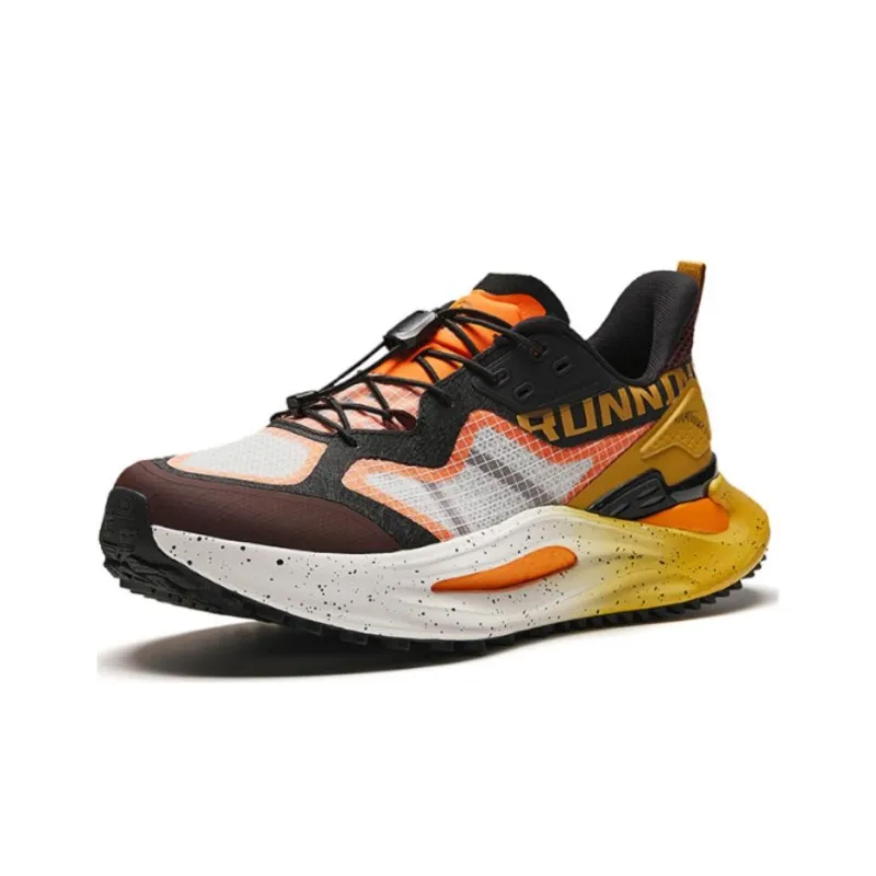 Anta Slip-Resistant Cushioning Low-Top Running Shoes Men's White Black Orange-1
