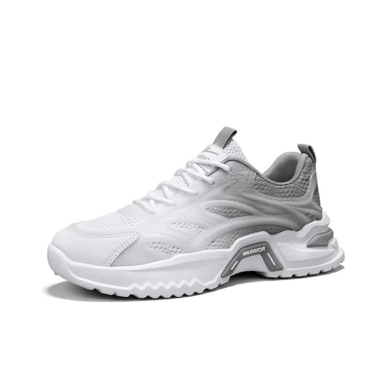 WARRIOR Chunky Sneakers Men Low Top Beige Gray Gradient/White Blue Gradient-1