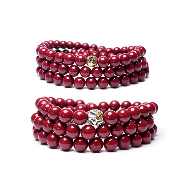 MOUNTAINS AND MANS Reconstructed Cinnabar Auspicious Fortune Beaded Bracelet Unisex-8