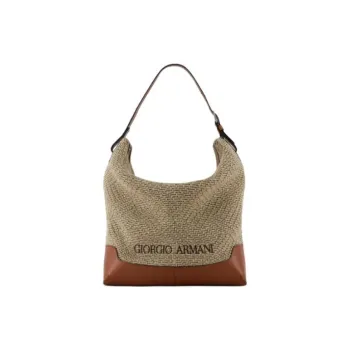 GIORGIO ARMANI Woven Linen With Leather One Shoulder Handbags Men's Brown