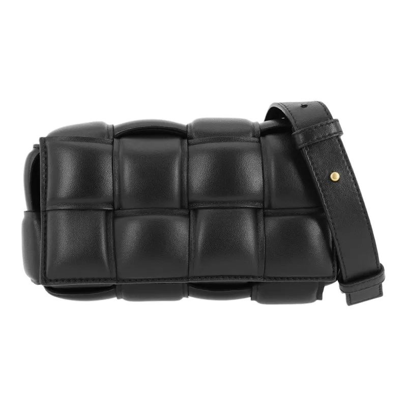 Bottega Veneta Padded Cassette Belt Bag Intreccio Black-2