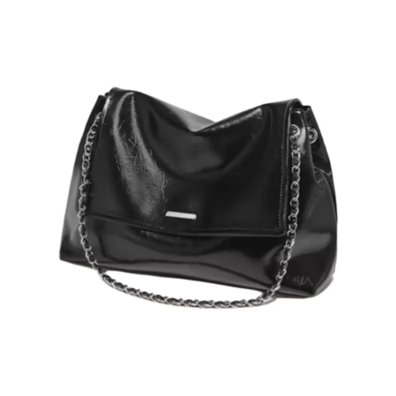 FOXER Synthetic Leather Shoulder Bag Large Size Women's Black-1