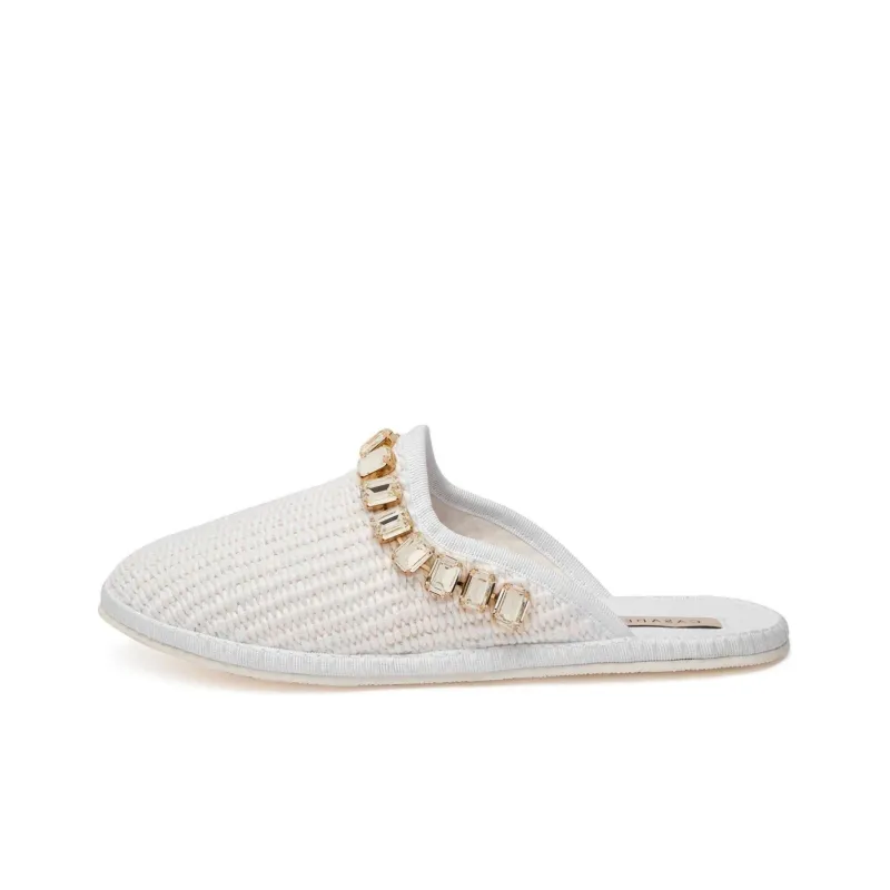 Casadei Capalbio Raffia Slippers-0