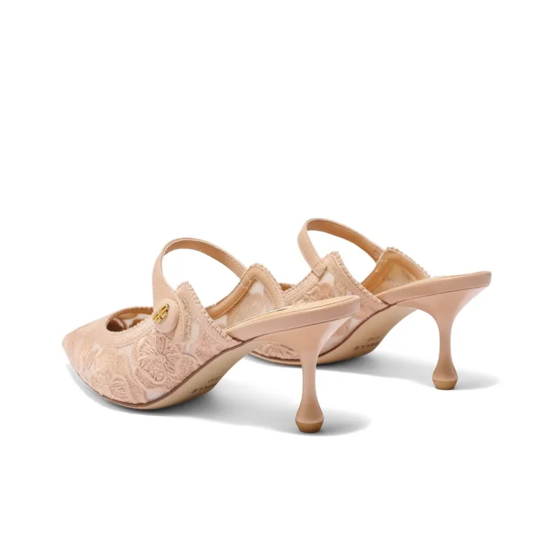 BELLE Rubber Sole Embroidery Slip Resistant Closed Toe Slippers Women's Apricot, Beige-3