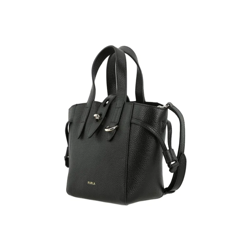 Furla Net Collection Calfskin Basket Bag Tote Bag Shopping Bag Shoulder Bag Crossbody Bag Handbag Mini Women's Black-1