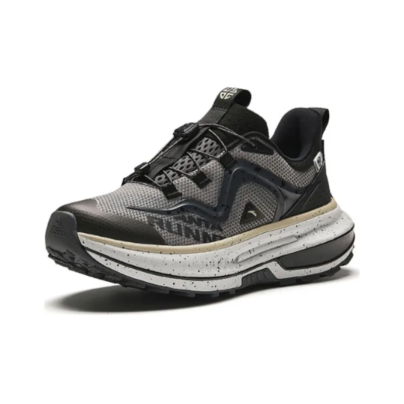 Anta Cushioned Slip-Resistant Low-Top Running Shoes Men's Gray Black-1