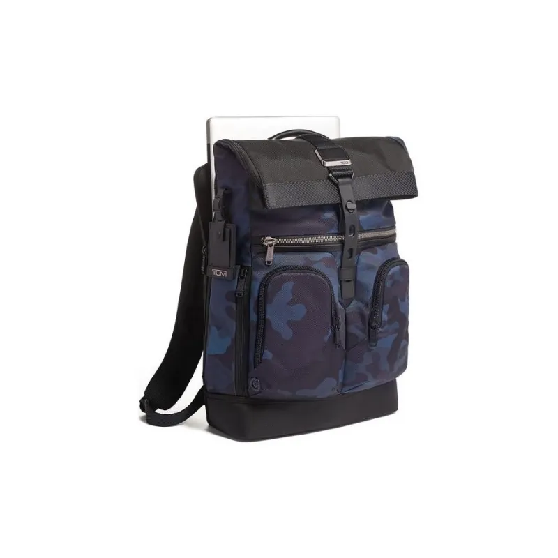 TUMI Alpha Bravo Fabric Backpack Men's Black & Blue-1