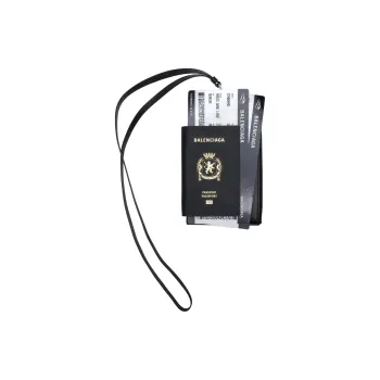 Balenciaga Semi Matte Soft Textured Cow Leather Passport Holder Unisex Black