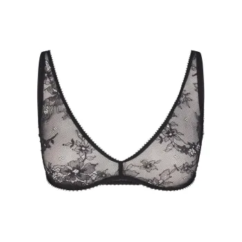 SKIMS ULTRA FINE LACE PLUNGE BRALETTE Bra Women's ONYX/Onyx