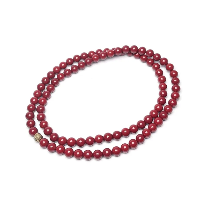 MOUNTAINS AND MANS Reconstructed Cinnabar Auspicious Fortune Beaded Bracelet Unisex-6